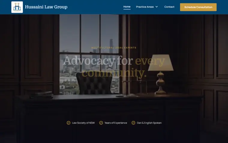 Hussaini Law Group website homepage