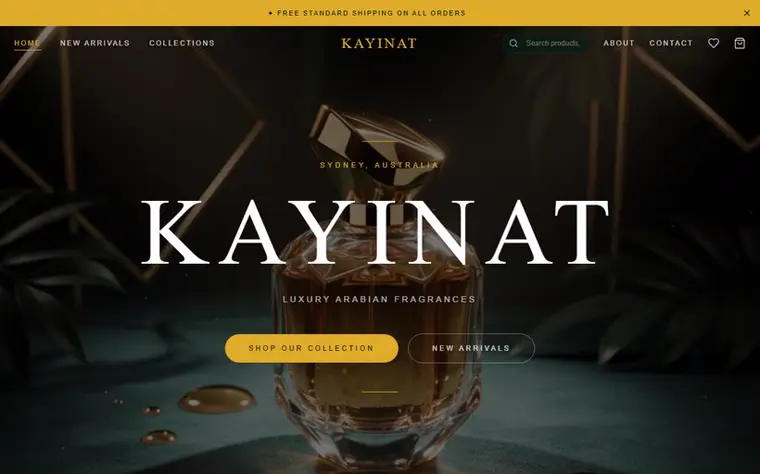 Kayinat Perfumery website homepage